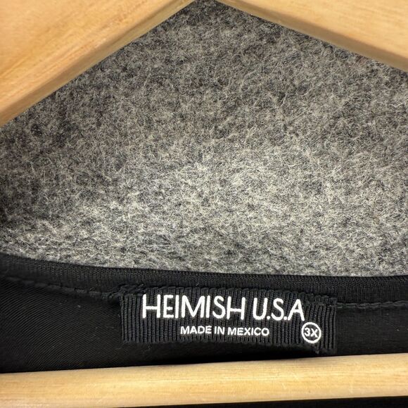 Heimish Dress Women 3X Plus Black Geometric Embroidered Shift Short V-Neck Rayon - Picture 3 of 7